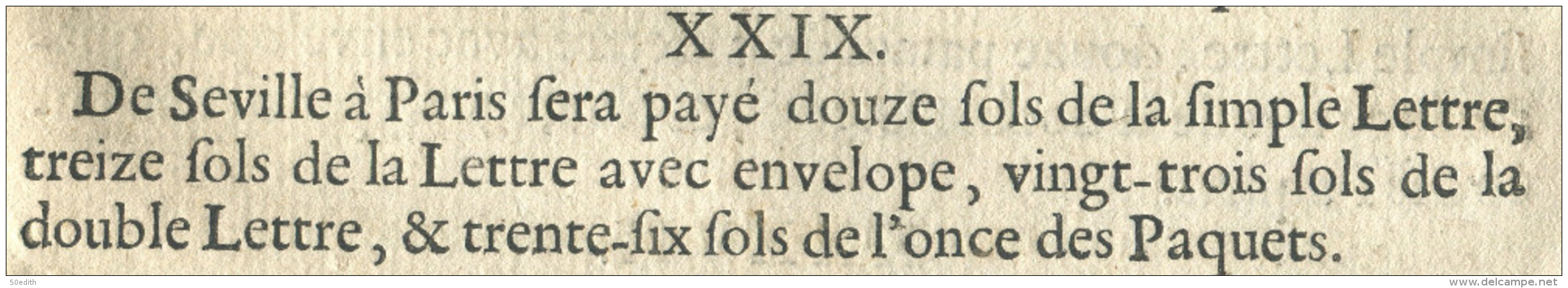 Tarif Général des Droits (pour les ports et lettres), arrêté au Conseil Royal tenu à St Germain en Laye le 11 avril 1676
