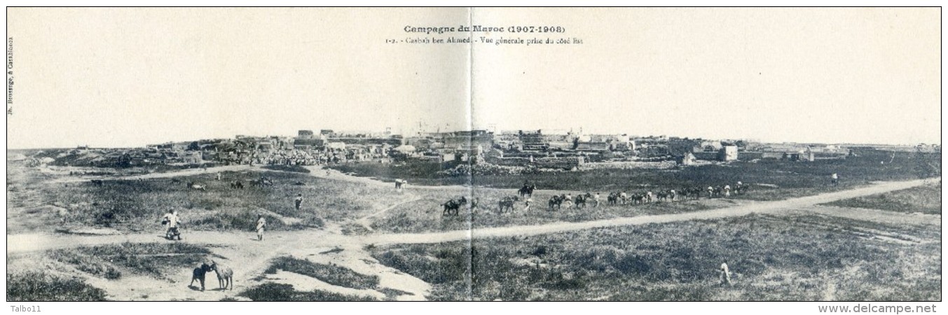 Militaria - Campagne Du Maroc 1907- 1909 - Carte Bouble - Casbah Ben Ahmet - Vue Générale Coté Est - Casablanca