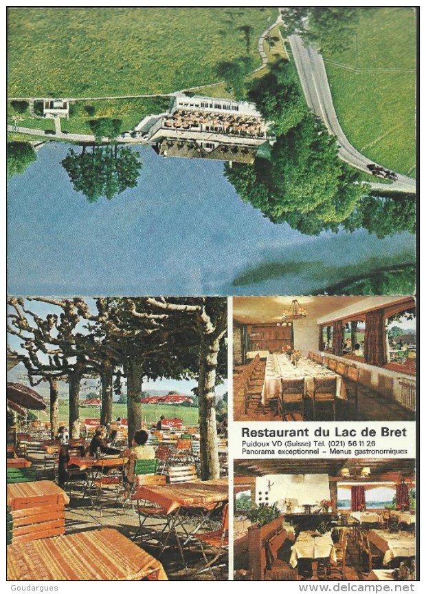 Carte Pulicitaire, Contenant Une Carte Postale Du Restaurant Du Lac De Bret, à Puidoux - Puidoux