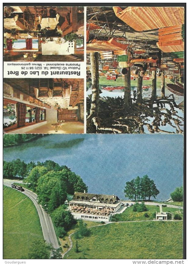 Carte Pulicitaire, Contenant Une Carte Postale Du Restaurant Du Lac De Bret, à Puidoux - Puidoux