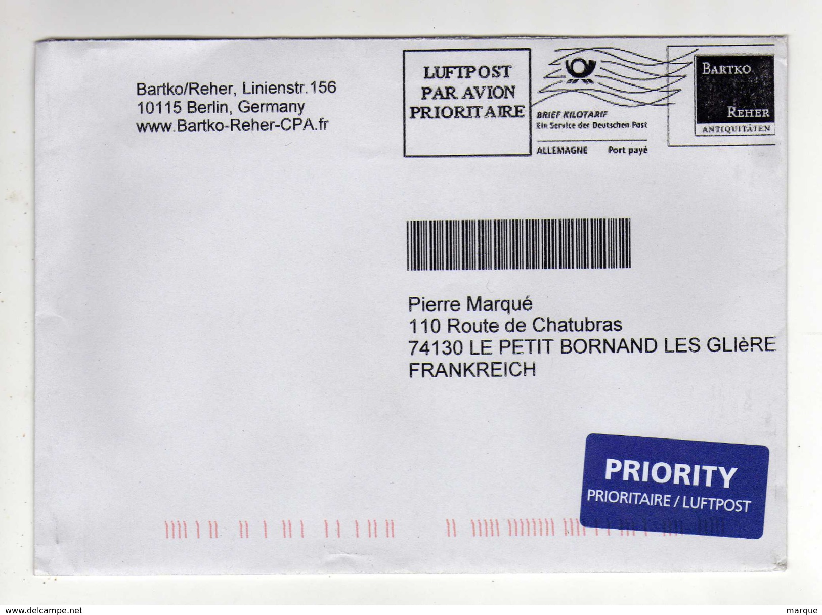 Enveloppe Port Payé Luftpost Par Avion Prioritaire - Máquinas Franqueo (EMA)