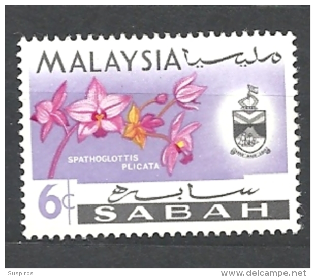 MALESIA SABAH     1965 Orchids   USED - Sabah