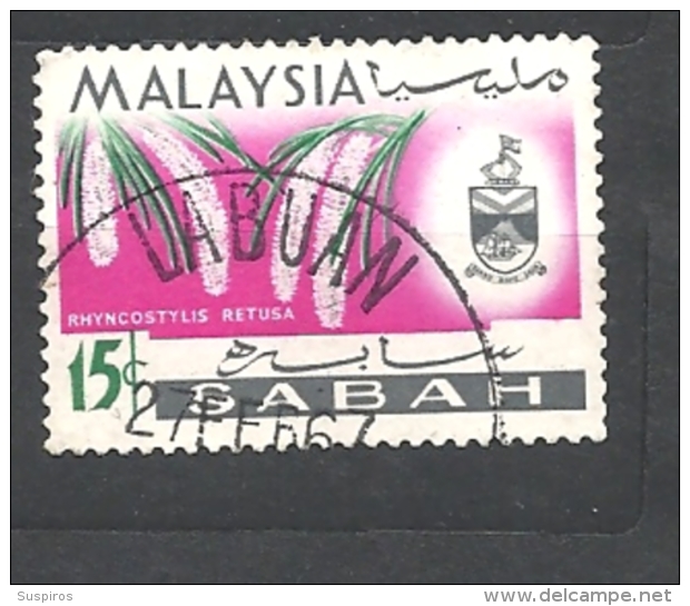 MALESIA SABAH     1965 Orchids   USED - Sabah