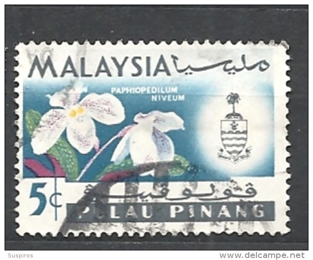 MALESIA   PENANG  PALAU PINANG   1965 Orchids   USED - Penang