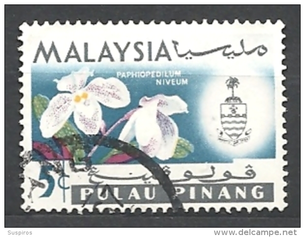 MALESIA   PENANG  PALAU PIIANG   1965 Orchids   USED - Penang