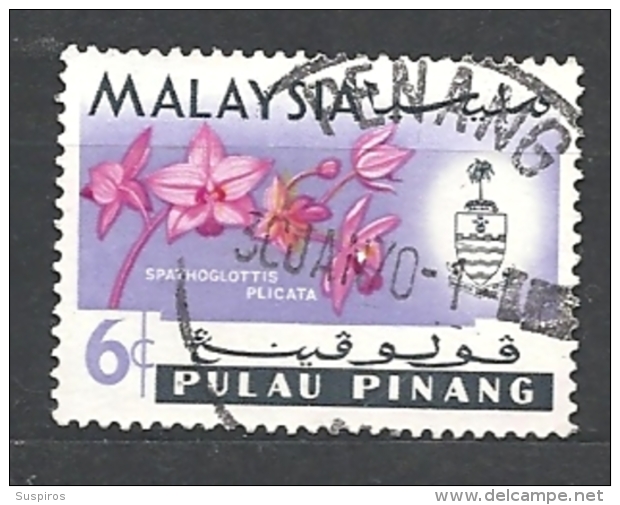 MALESIA   PENANG  PALAU PINANG   1965 Orchids   USED - Penang