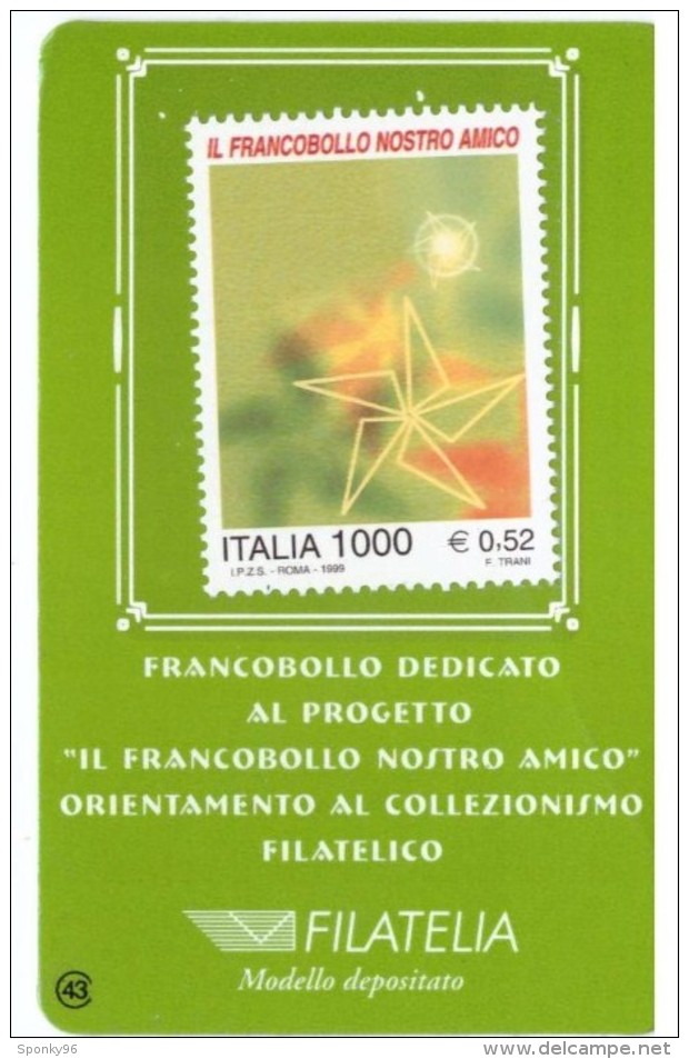 TESSERA FILATELICA - ITALIA - ANNO 1999 - FRANCOBOLLO DEDICAT AL PROGETTO " FRANCOBOLLO NOSTRO AMICO" - 3 TESSERE - - Tessere Filateliche