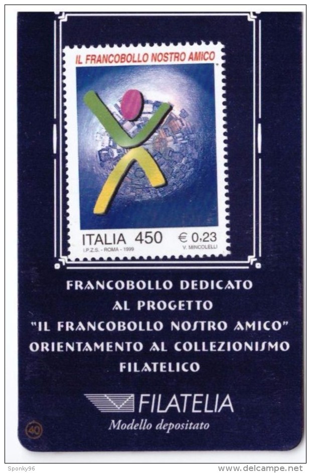 TESSERA FILATELICA - ITALIA - ANNO 1999 - FRANCOBOLLO DEDICAT AL PROGETTO " FRANCOBOLLO NOSTRO AMICO" - 3 TESSERE - - Tessere Filateliche