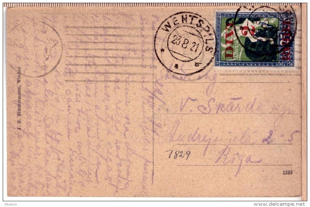 Latvia Lettland Pc With Provisory Cancels WENTSPILS "b" 23.8.1921 - Lettonia