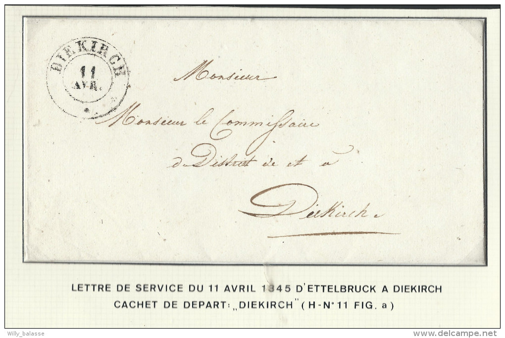 Lettre De Service D'Ettelbruck 1845 Càd DIEKIRCH Pour Diekirch. Luxe. Ex-Kremer - ...-1852 Préphilatélie