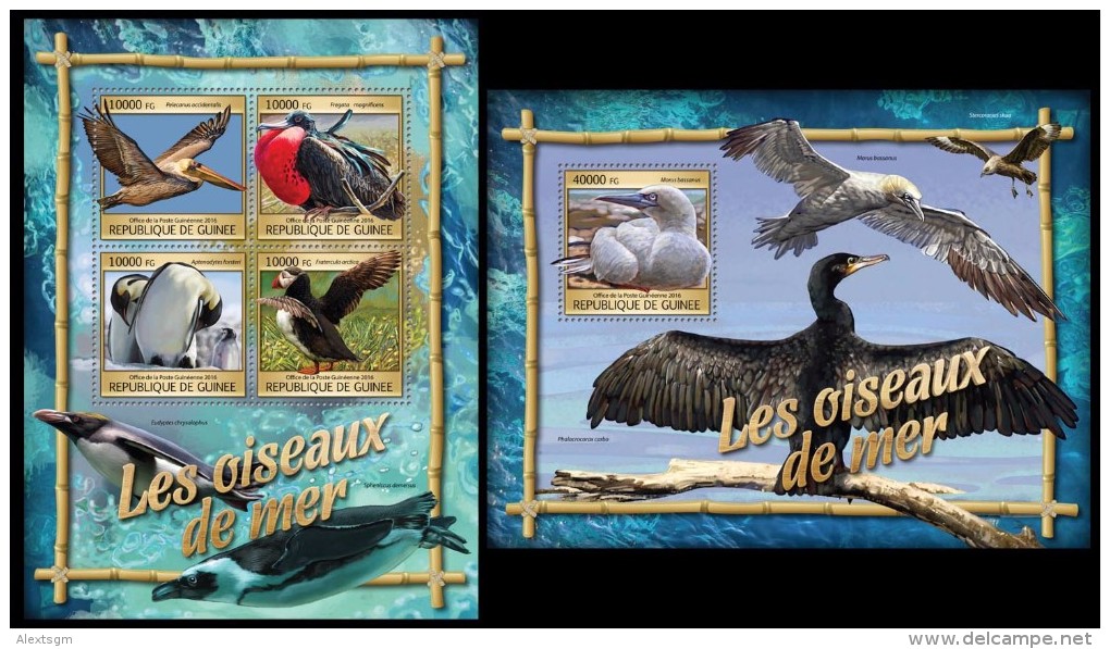 GUINEA 2016 - Sea Birds. M/S + S/S. Official Issue - Albatrosse & Sturmvögel