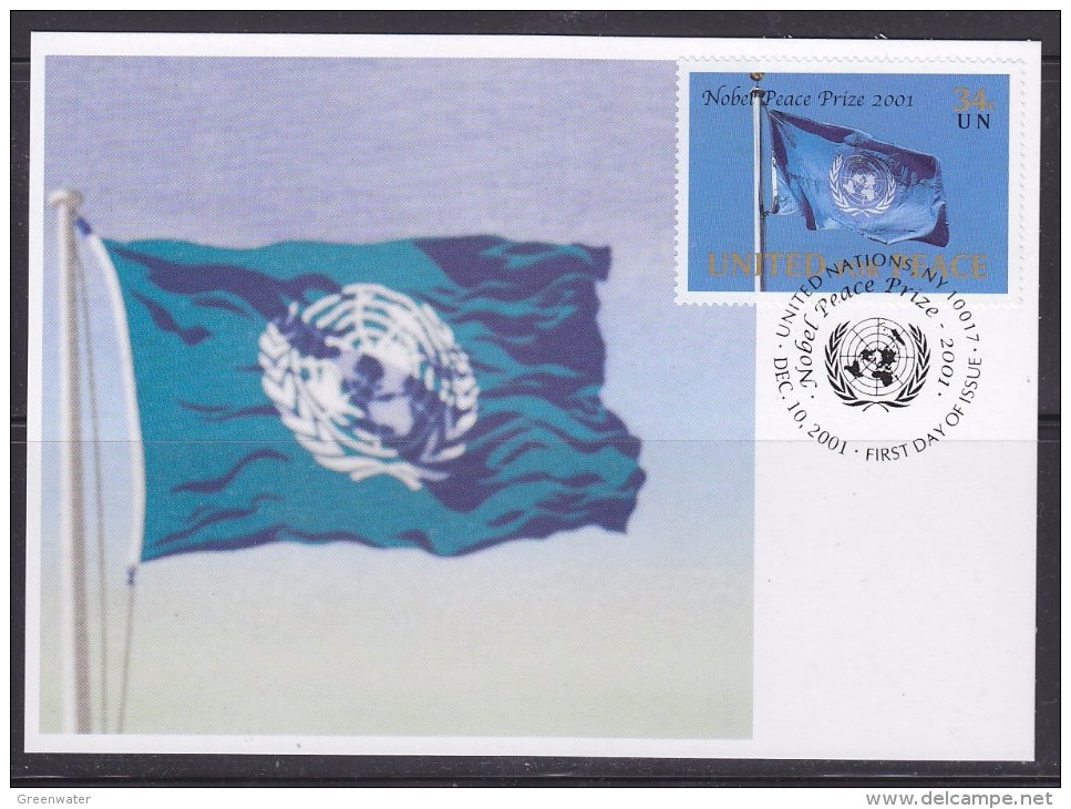 United Nations New York 2001 Nobel Peace Prize 1v 1 Maxicard (32847) - Cartes-maximum