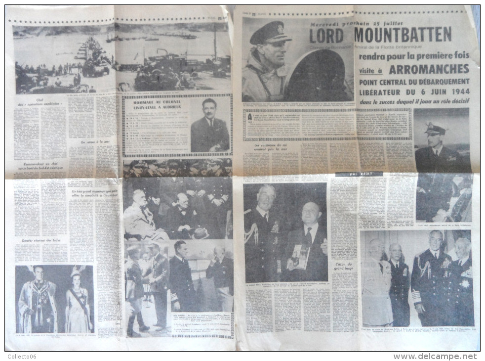 Journal 1973 Lord Mountbatten Royal Navy Arromanches Débarquement D Day 1944 - 1950 à Nos Jours