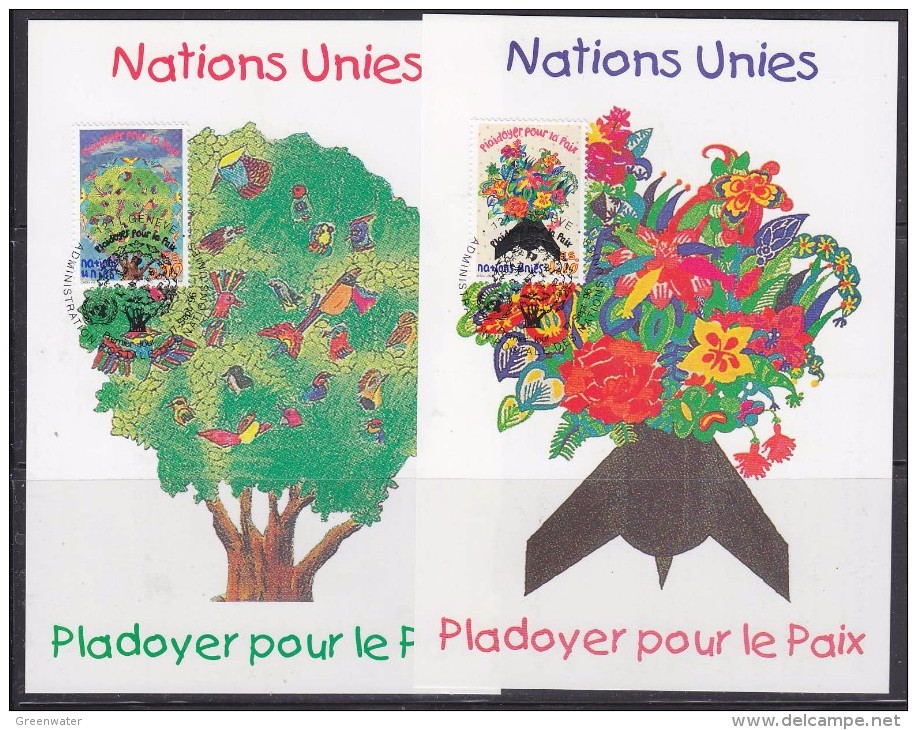 United Nations Geneva 1996 Pladoyer Pour Le Paix 2v  2 Maxicards (32851) - Maximum Cards