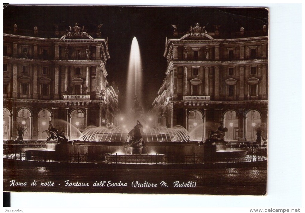 N3059 Cartolina Di Roma, Piazza Dell' Esedra, Notturno Nuit Nocturne _ VIAG. 1950 _ Ed. Verdesi - Places & Squares