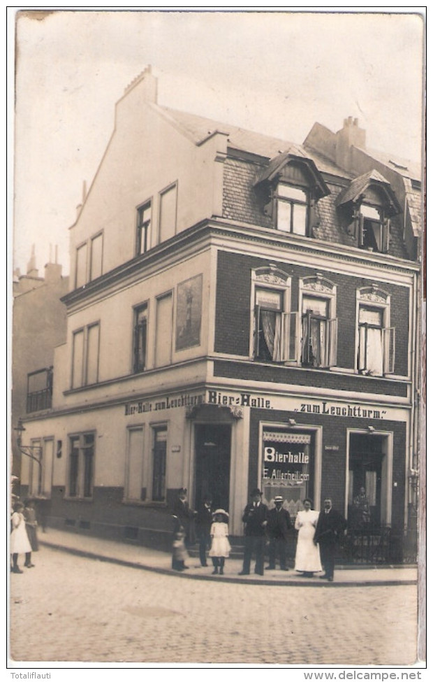 BRAKE Wesermarsch Original Private Fotokarte 1909 Bier Halle Zum Leuchtturm Belebt Ungelaufen - Brake