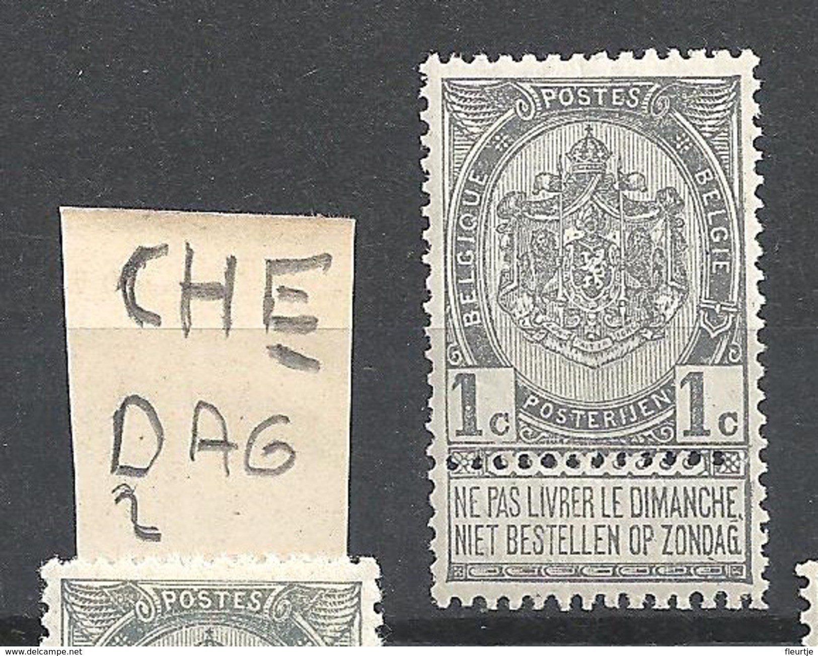 MUST SEE Belgium 1893  COBnr54**  1c V Vek Onder E Dimanche & D Zondag MNH - Non Classés