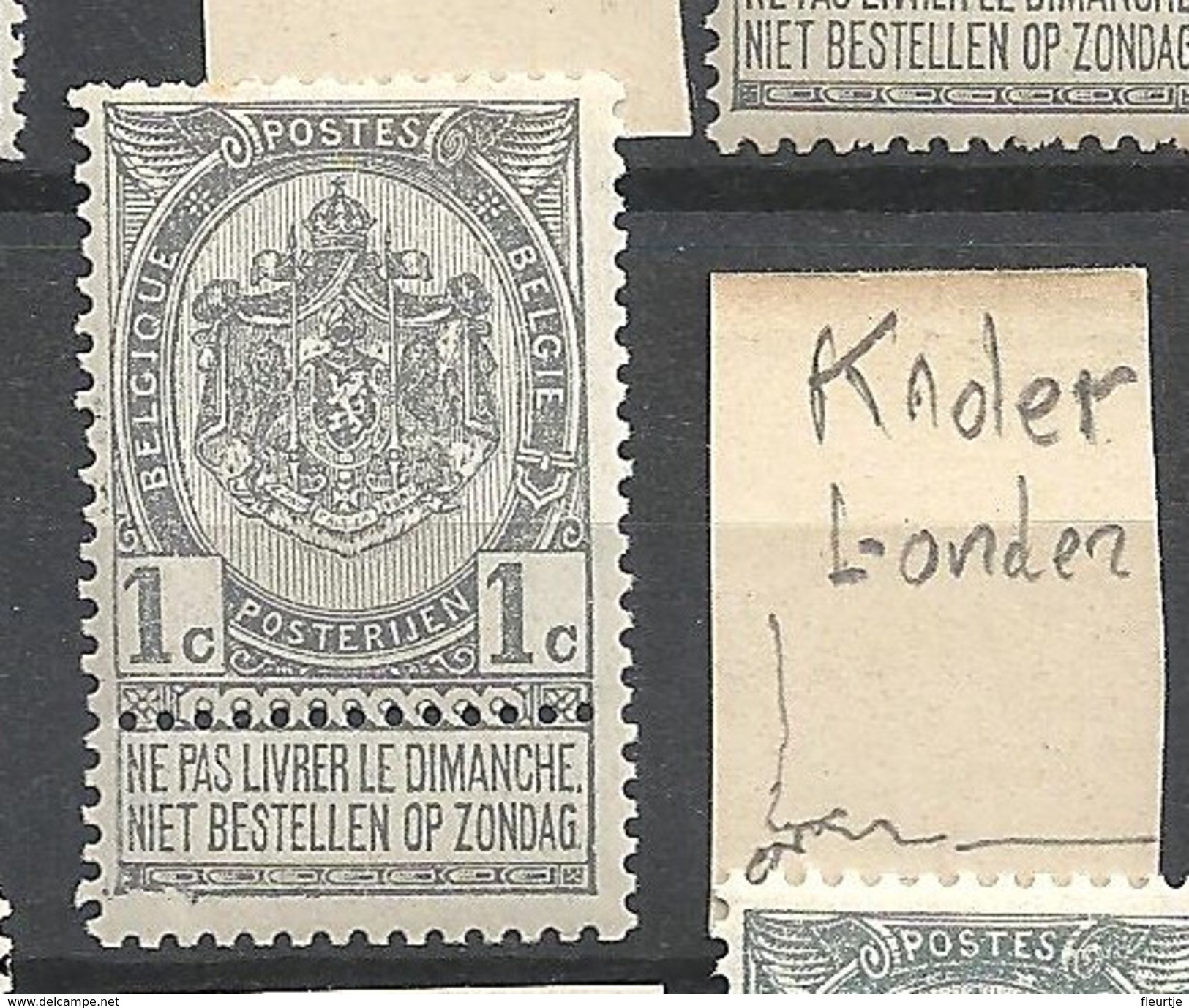 MUST SEE Belgium 1893  COBnr54**  1c V Kader Linksonder Vervormd MNH - Non Classés