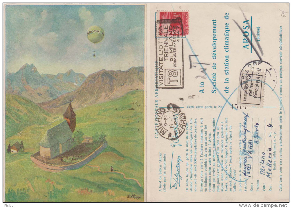 1947 - Cartolina Postale - Pallone Aerostatico AROSA - 1946-60: Storia Postale
