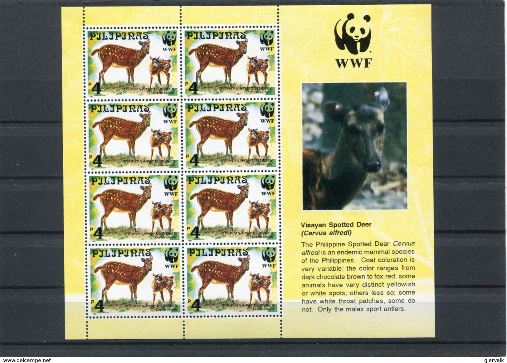 PHILLIPINES 1997 WWF  SHEET(4) With MAMMELS. MNH. - Unused Stamps