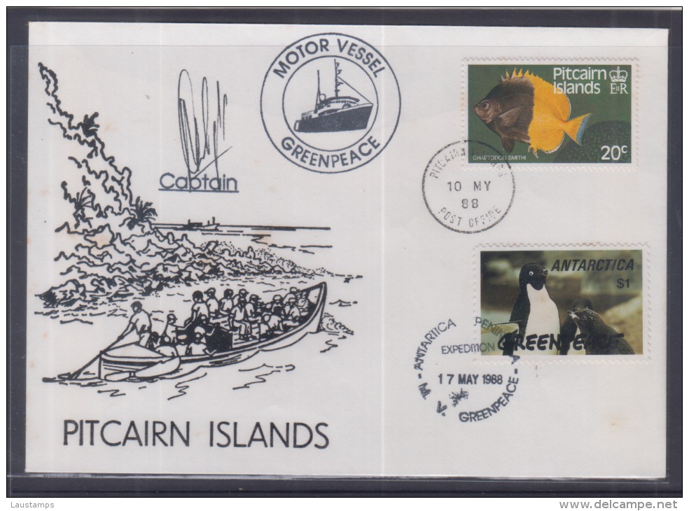 GREENPEACE, Pitcairn Islands 10 May 88, MOTOR VESSEL, Signed By Captain Cover - Sonstige & Ohne Zuordnung