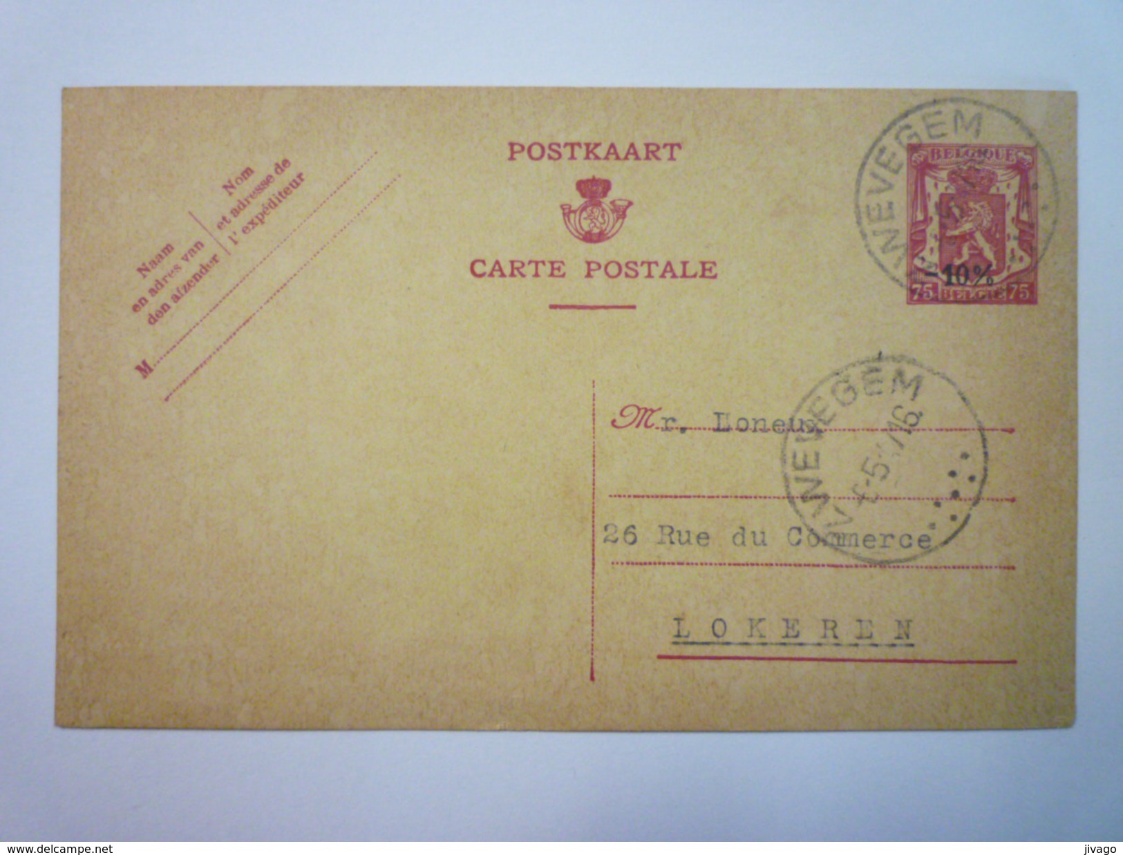 ENTIER  POSTAL  Au Départ De  ZWEVEGEM  à Destination De LOKEREN  1947  - Postkarten 1934-1951