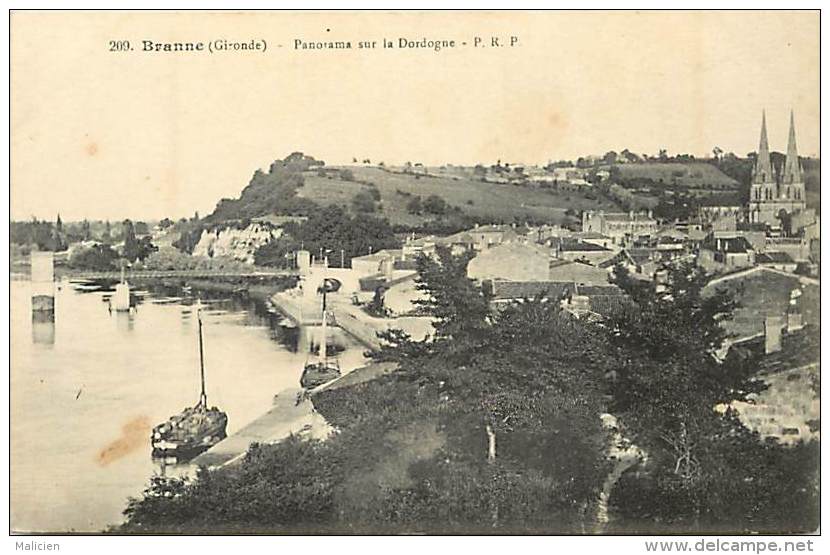 - Depts Div-ref LL162- Gironde - Branne - Panorama Sur La Dordogne - Port Et Pont - Carte Bon Etat - - Autres & Non Classés