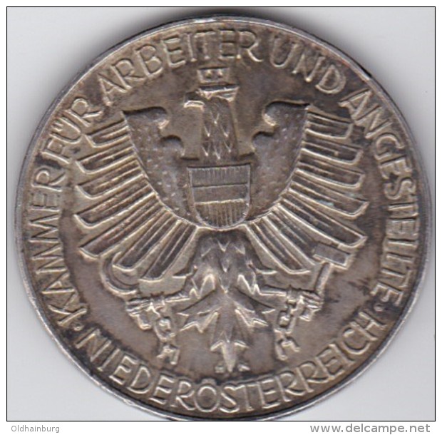 4103g: Österreich- Medaille 25 Jahre Im Dienste Der Volkswirtschaft, Silber, Durchmesser Ca. 4 Cm - Austria