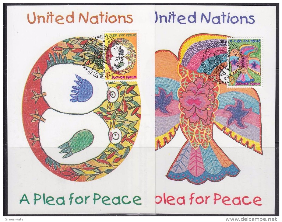 United Nations New York 1996 A Plea For Peace 2v 2 Maxicards (32870) - Cartes-maximum