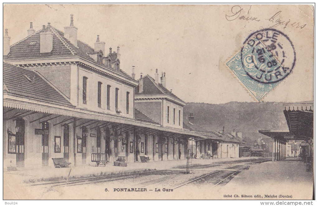 C15-  PONTARLIER  DANS LE DOUBS  LA GARE  SIMON  CPA CIRCULEE - Pontarlier