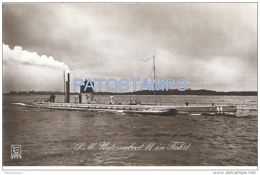 59529 GERMANY SHIP SUBMARINE S. M UNTERSEEBOOT 11 IN FAHRT POSTAL POSTCARD - Sonstige & Ohne Zuordnung