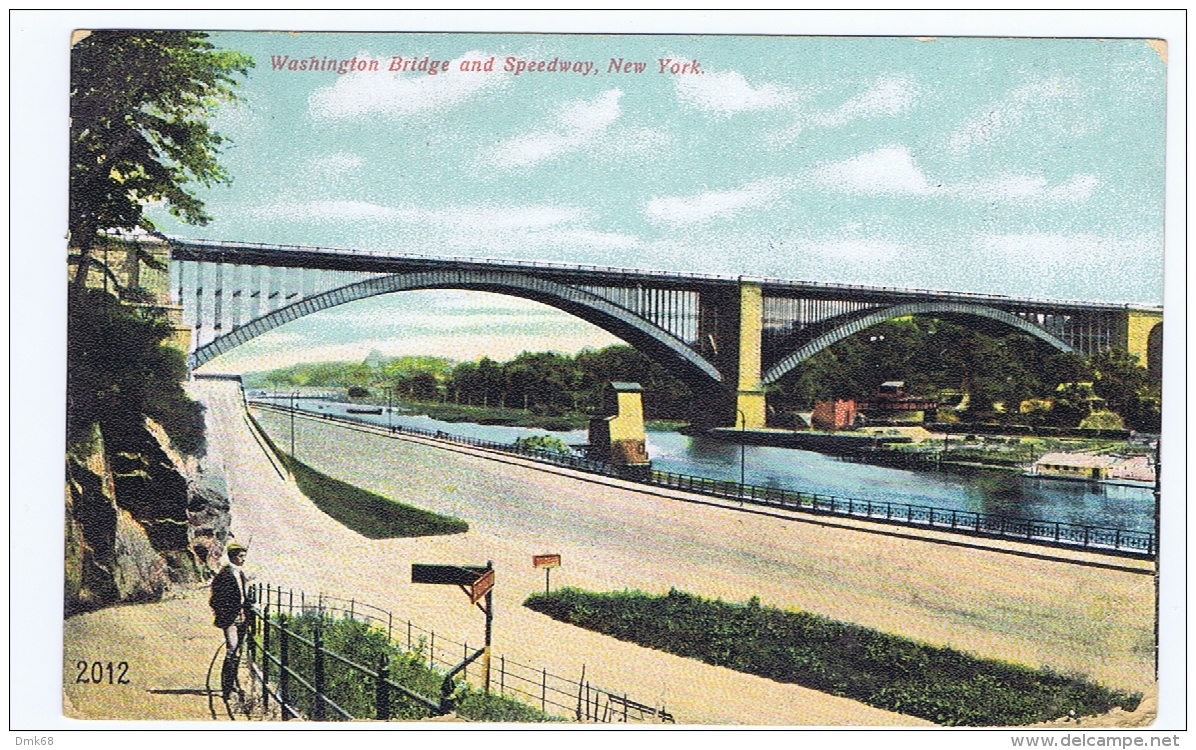 U.S.A. - NEW YORK - WASHINGTON BRIDGE &amp; SPEEWAY - PRINTED IN GERMANY - 1908 - Puentes Y Túneles