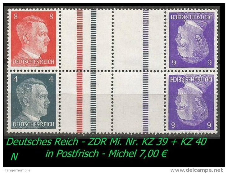 MH - ZDR - Mi. Nr. W KZ 39 + 40 Im 2er Block -  In Postfrisch. - Zusammendrucke