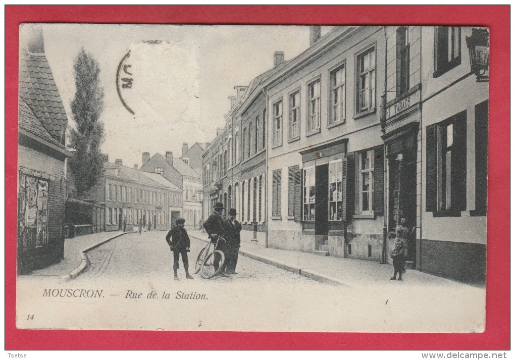 Mouscron - Rue De La Station - Jolie Carte Animée - 1906 ( Voir Verso ) - Mouscron - Moeskroen