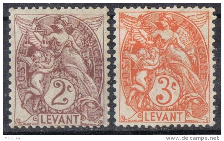 2 Sellos LEVANT (colonia Francesa)  Yvert Num 10-11 * - Ongebruikt