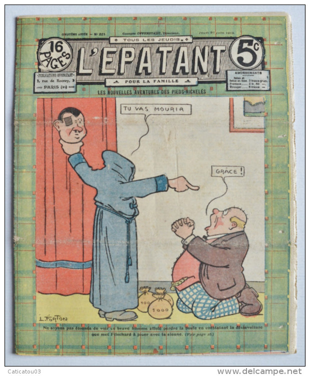 BD RARE "L'ÉPATANT" - L. FORTON (aut. Des Pieds Nickelés) N°221 - 27 Juin 1912 - 16 Pages - Pieds Nickelés, Les