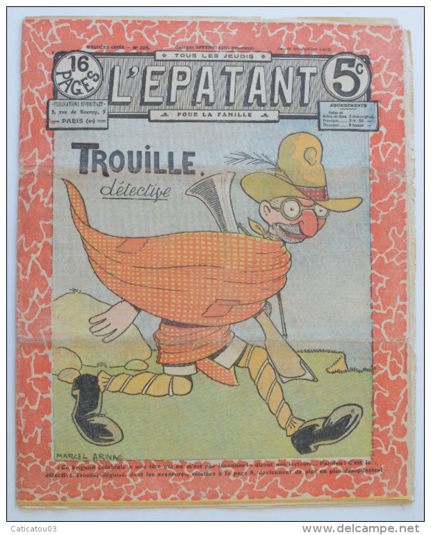 BD RARE "L'ÉPATANT" - L. FORTON (aut. Des Pieds Nickelés) N°225 - 25 Juillet 1912 - 16 Pages - Pieds Nickelés, Les