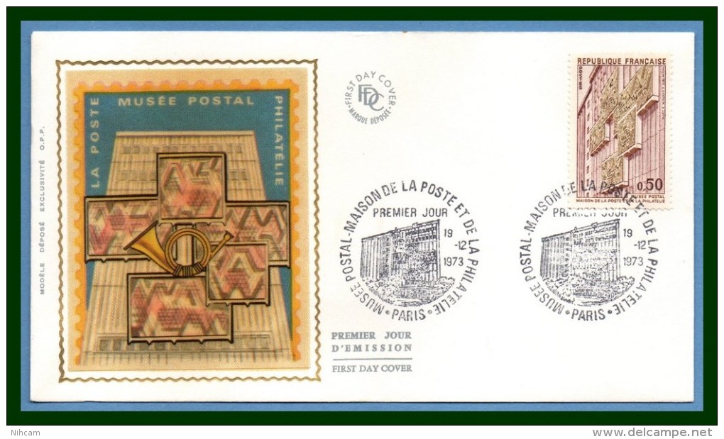 FDC Silk Soie Musée Postal Paris 1973 N° 1782 - 1970-1979