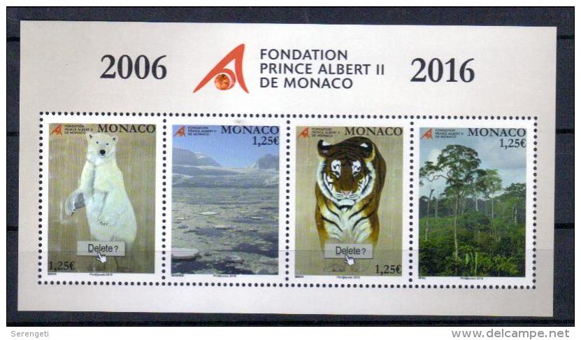 Monako Block 'Naturschutz, Eisbär U. Tiger' / Monaco M/s 'Nature Protection, Polar Bear & Tiger' **/MNH 2016 - Bears