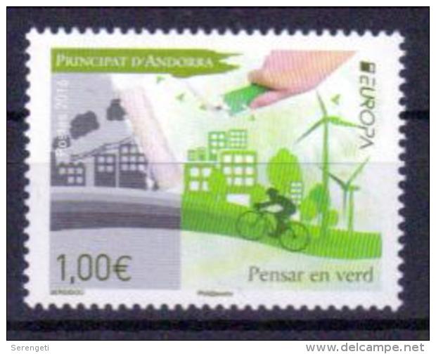 Andorra Frz. Post 'Europa, Umweltschutz Radfahrer' / Andorra, French 'CEPT Think Green, Cyclist' **/MNH 2016 - Radsport