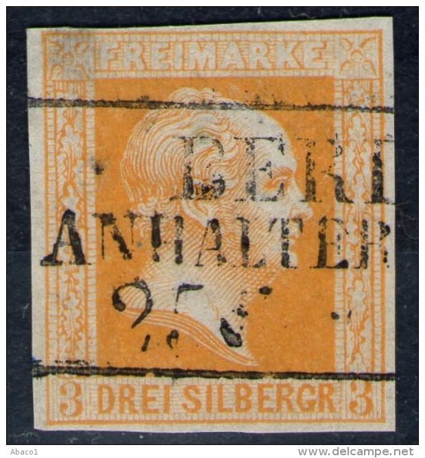 Berlin Anhalterbahnhof Auf 3 Silbergroschen Gelborange - Preussen Nr. 8 B - Pracht - Oblitérés