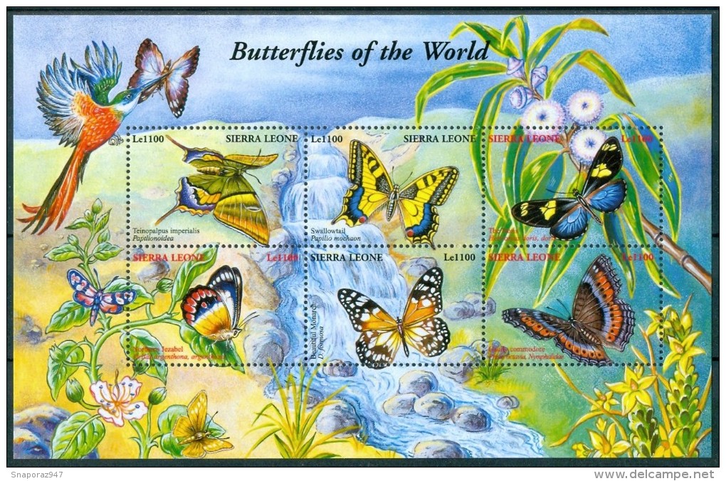 2001 Sierra Leone Farfalle Butterflies Schmetterlinge Papillons Block MNH** Spa95 - Farfalle