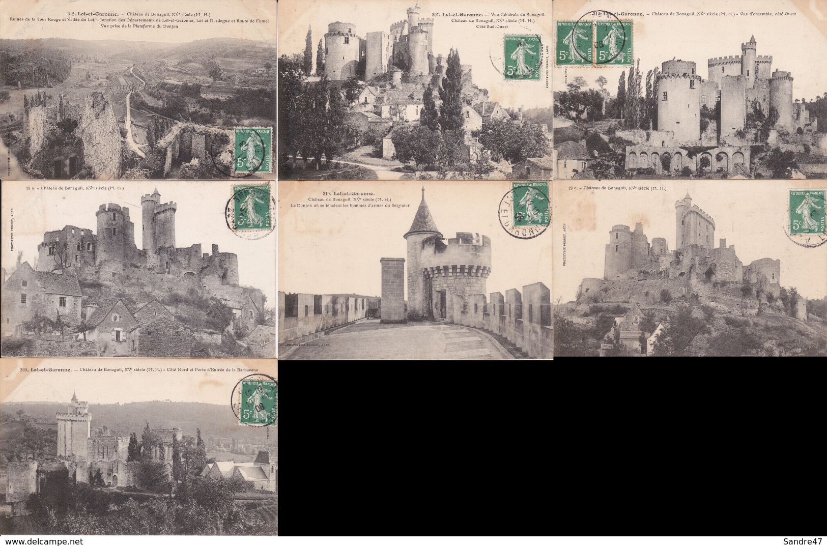 Lot 7 CPA (47) Château De Bonaguil, L Cartes Différentes...C5 - Autres & Non Classés