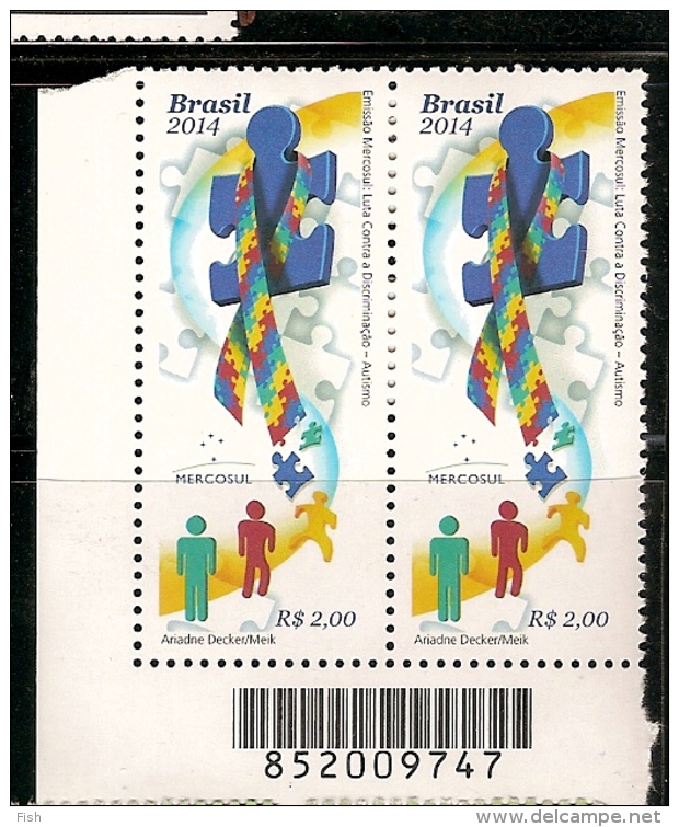 Brazil ** & MERCOSUR, Fight Against Discrimination, Autism 2014 (3453B) - Neufs