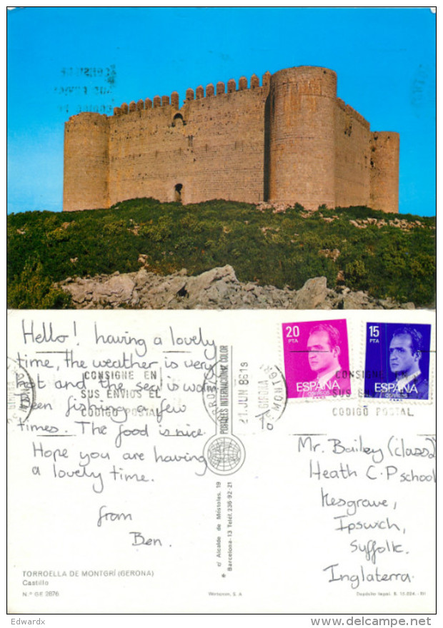 Castle, Torroella De Montgri, Spain Postcard Posted 1986 Stamp - Gerona