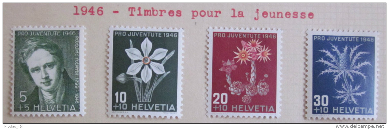 Suisse - YT 433 à 436 * - 1946 - Unused Stamps