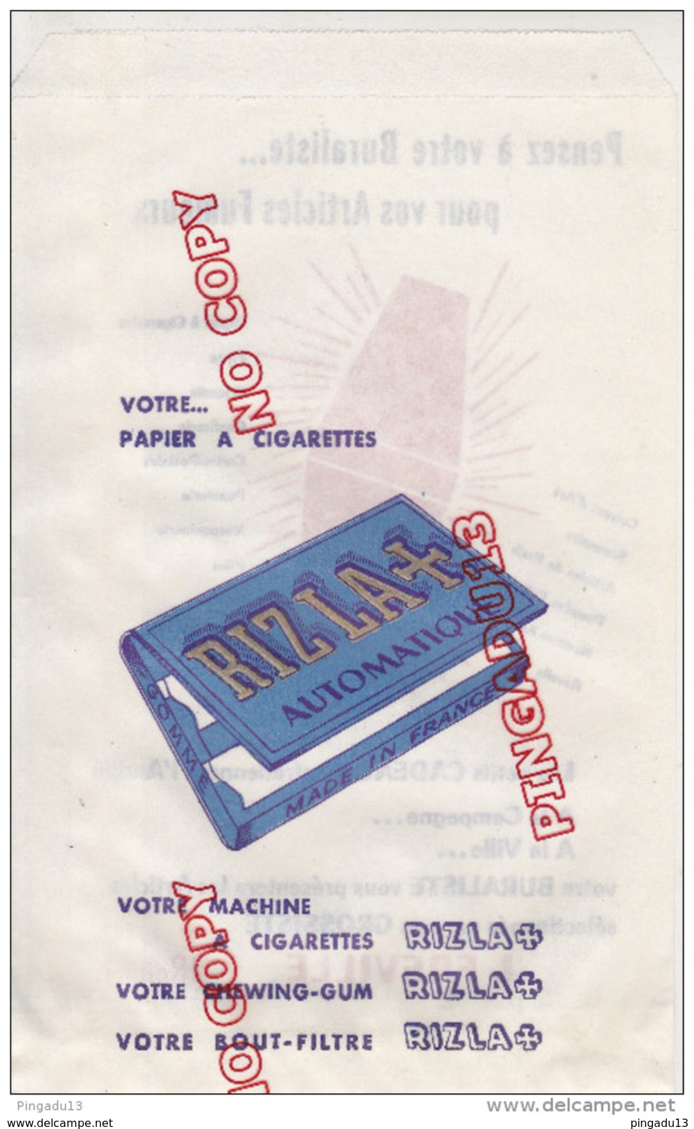 Au Plus Rapide Sachet D´emballage Tabac Papier Cigarette Rizla+ J Fréville Reims Excellent état - Publicités