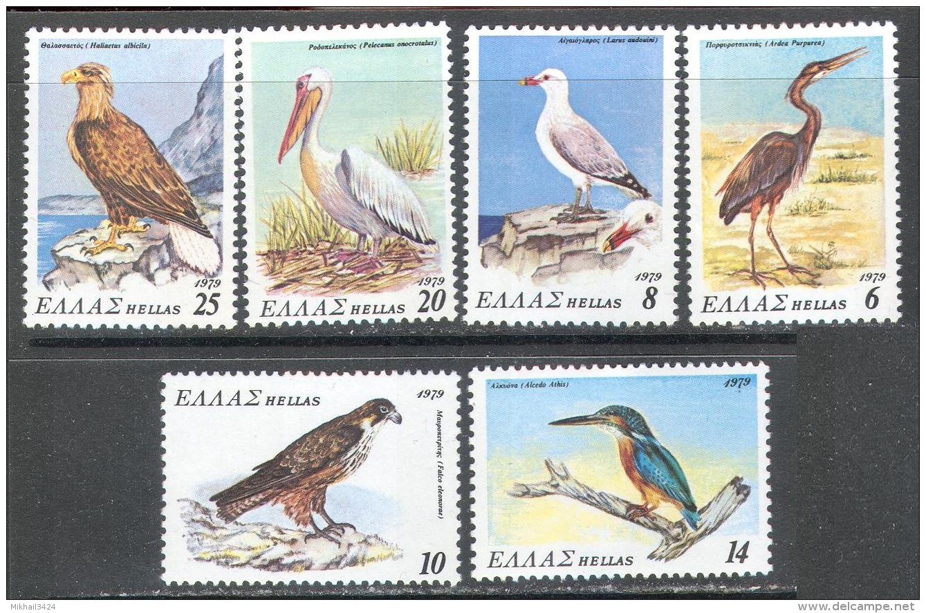 0124 Fauna Birds Pelican 1979 Greece 6v Set MNH ** - Pelicans