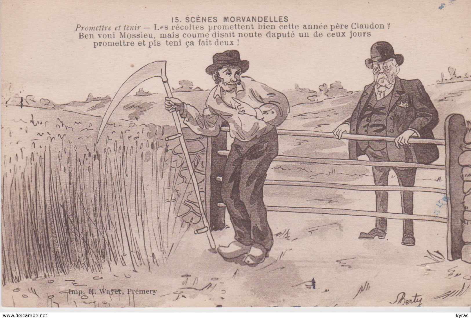 HUMOUR Du MORVAN . SCENES MORVANDELLES . " Promettre Et Tenir " Notable  Et Paysan . Illust BERTY - Humor