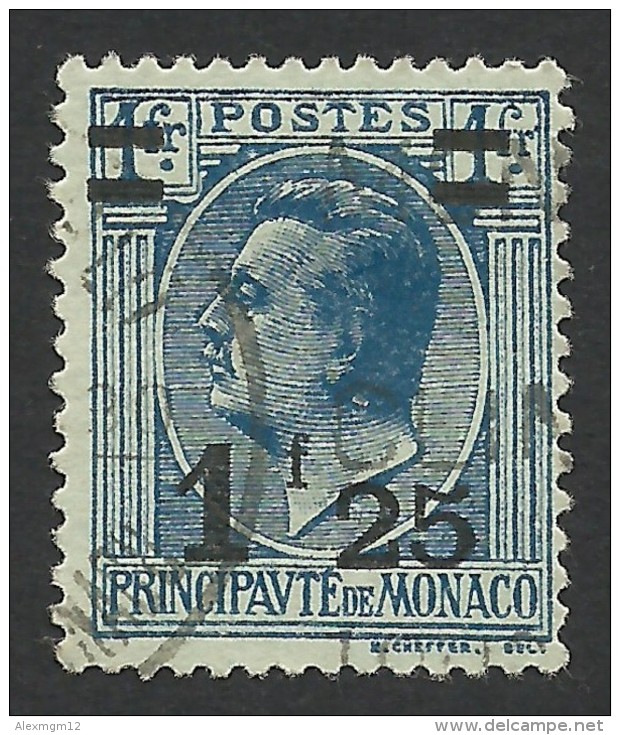 Monaco, 1.25 F. On 1 F. 1926, Sc # 98, Mi # 107, Used. - Used Stamps